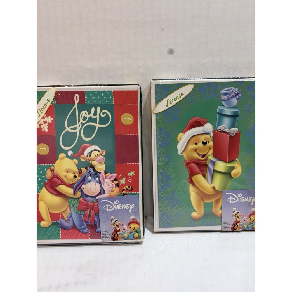 Set of 2 Holiday Style 6 Christmas Greeting Cards w/ Envelopes Winnie the Pooh